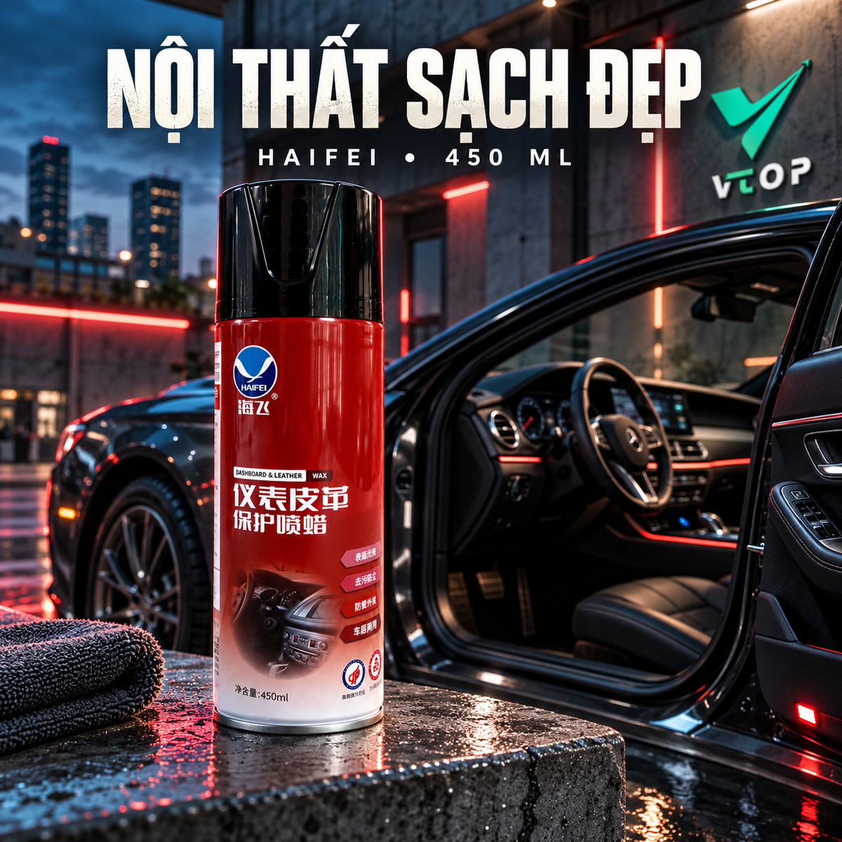 Chai xịt dưỡng bóng nội thất ô tô VTOP