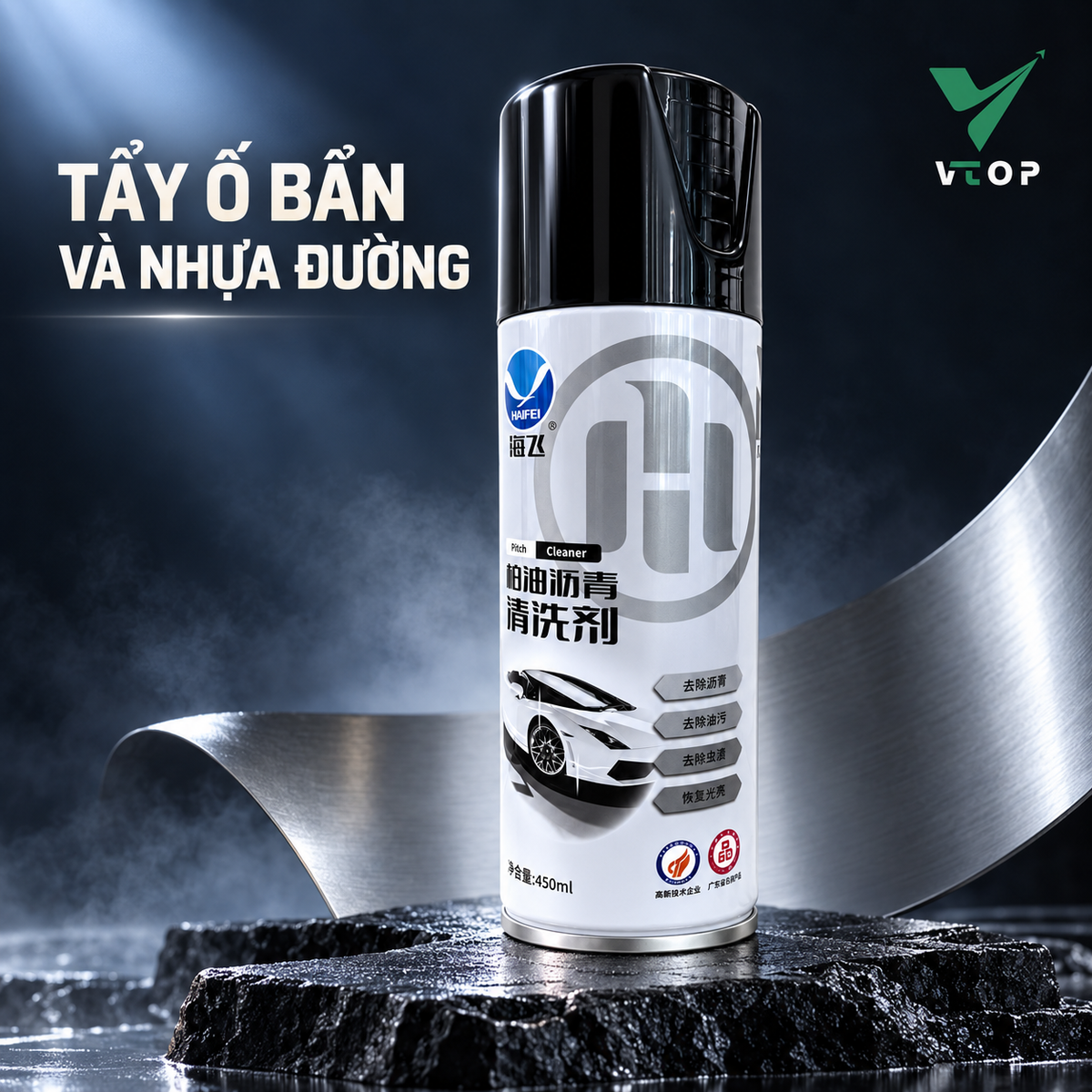 Dung dịch tẩy ố bẩn và nhựa đường cho xe VTOP 450 ml