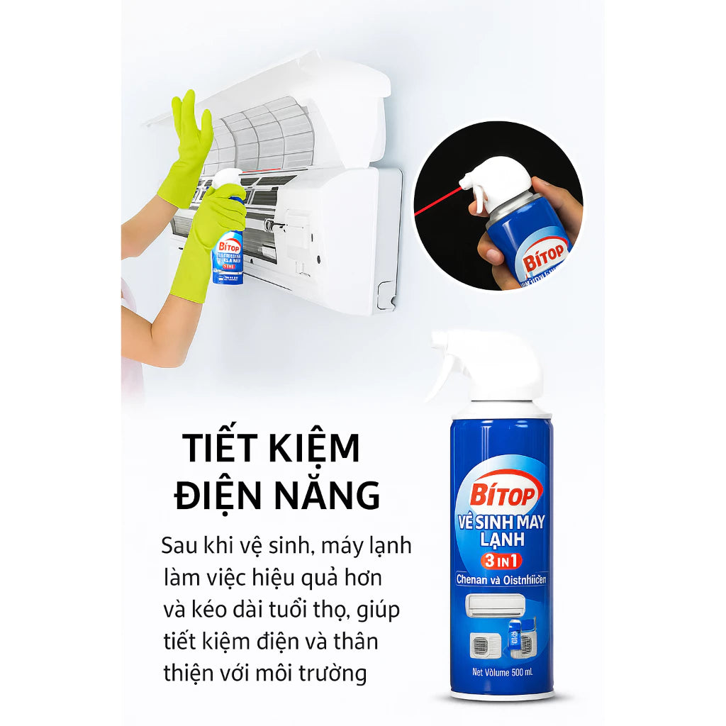 Chai xịt Vệ sinh Máy Lạnh công nghệ 3IN1 mới nhất