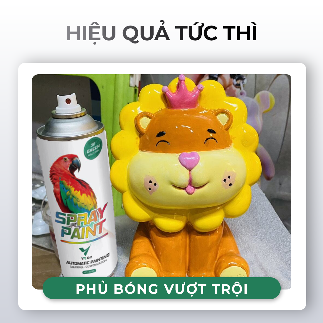 Sơn xịt bóng Tượng VTOP sáng bóng bền màu phù hợp cho tượng thạch cao, mô hình trang trí, composite