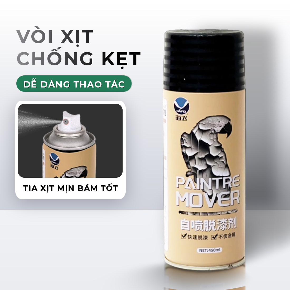 Tẩy sơn dạng xịt VTOP tiện lợi đơn giản tẩy cực sạch các vết sơn dính lên bề mặt