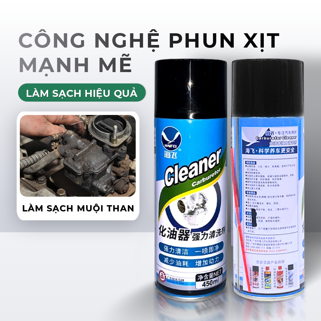 Xịt chế hoà khí vệ sinh buồng đốt VTOP 450ml vệ sinh lốc máy, nhông sên dĩa dành cho ô tô, xe máy