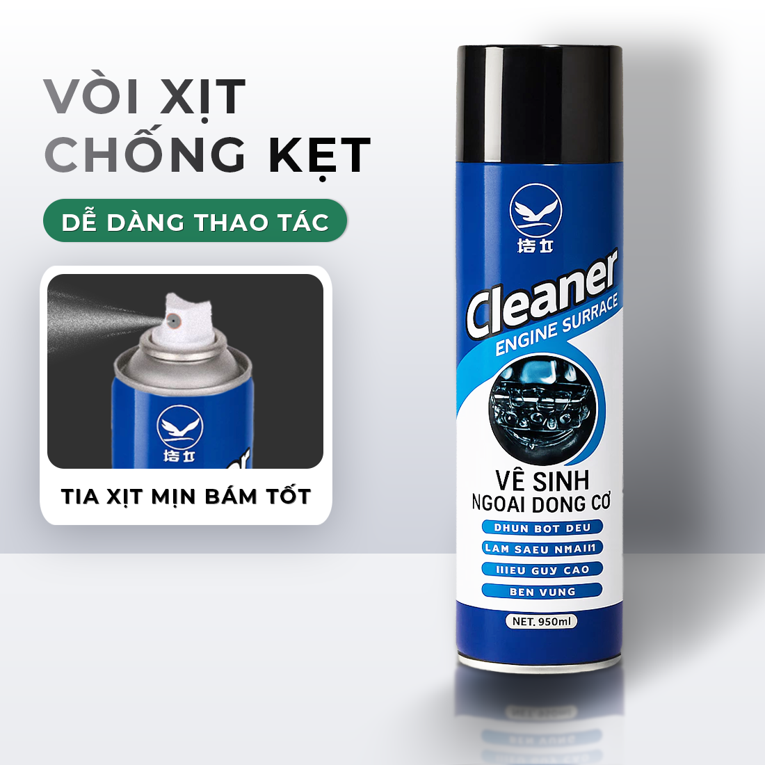 Xịt phủ bóng động cơ ô tô xe máy VTOP làm tăng độ sáng bóng động cơ hạn chế bám bụi dễ vệ sinh