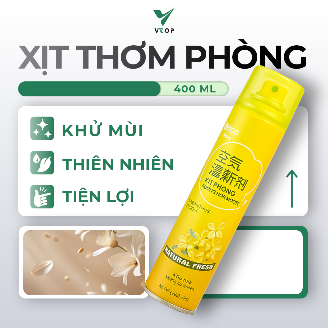 Xịt thơm phòng VTOP 400ml nước hoa xịt phòng hương thơm tự nhiên dễ chịu lưu hương lâu