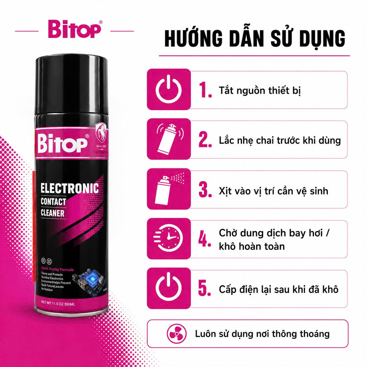 BÌNH XỊT VỆ SINH TIẾP ĐIỂM ĐIỆN TỬ BITOP