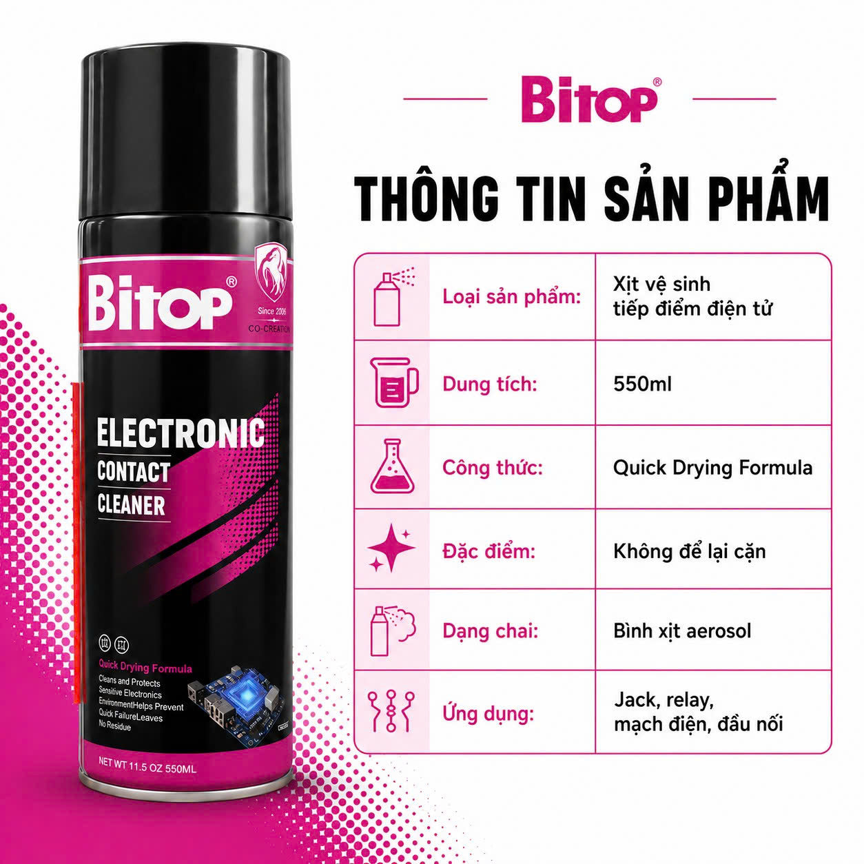 BÌNH XỊT VỆ SINH TIẾP ĐIỂM ĐIỆN TỬ BITOP