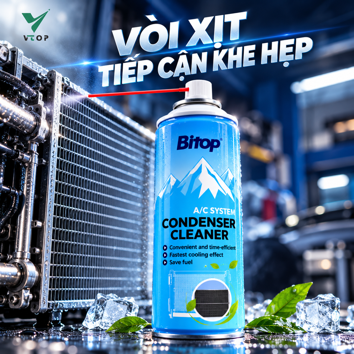 Dung dịch vệ sinh dàn nóng điều hòa ô tô BITOP dạng bình xịt 500 ml
