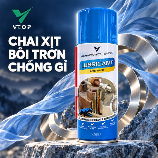 Xịt tẩy rỉ sét đa năng VTOP bôi trơn chống rỉ máy móc bảo vệ bề mặt kim loại