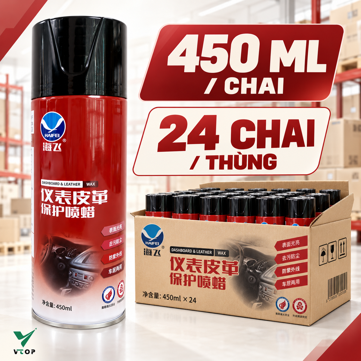 Chai xịt dưỡng bóng nội thất ô tô VTOP