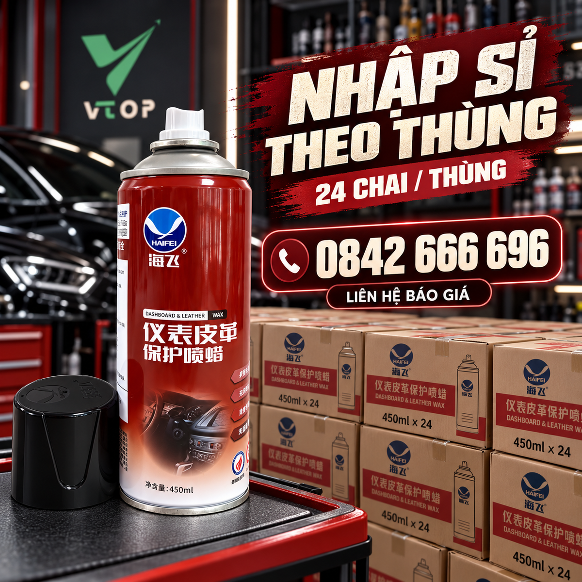 Chai xịt dưỡng bóng nội thất ô tô VTOP