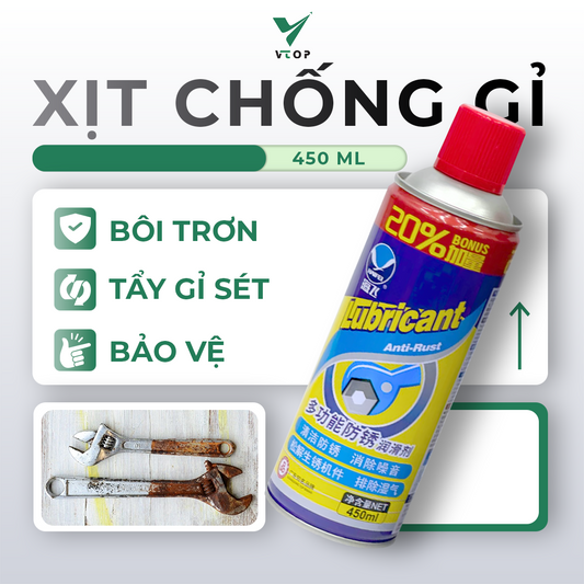 Xịt tẩy rỉ sét đa năng VTOP bôi trơn ổ khóa máy móc bảo vệ bề mặt kim loại