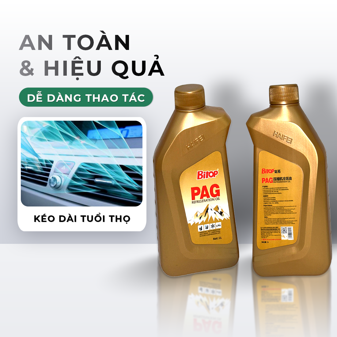 Dầu làm lanh điều hòa ô tô PAG tăng hiệu suất máy nén, ổn định nhiệt độ