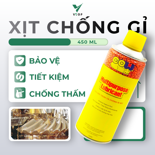 Chai xịt chống gỉ sét GOLDEN COW cao cấp 450ml bảo vệ bề mặt kim loại khỏi rỉ sét ăn mòn
