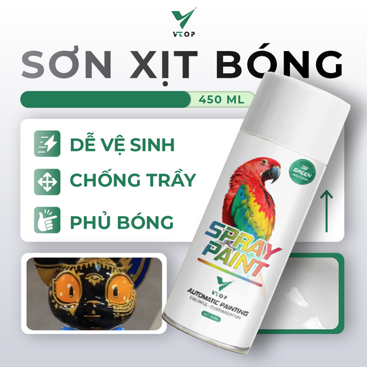 Sơn xịt bóng Tượng VTOP sáng bóng bền màu phù hợp cho tượng thạch cao, mô hình trang trí, composite
