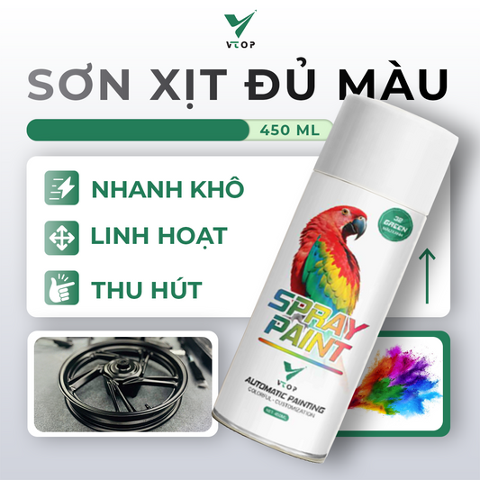 Sơn xịt đủ màu VTOP chống nước chống tia UV bền màu dễ thao tác phù hợp cho nhiều chất liệu