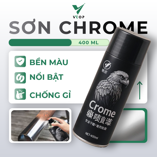 Sơn xịt mạ crom VTOP cao cấp siêu sáng bóng 400ml bền màu không bong tróc