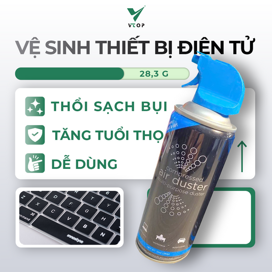 Chai xịt bụi khí nén VTOP vệ sinh laptop bàn phím cơ PC các thiết bị công nghệ