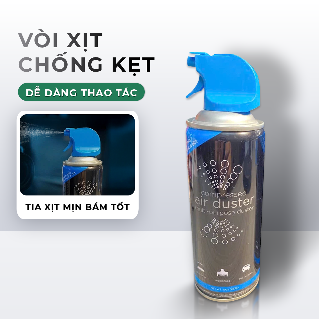 Chai xịt bụi khí nén VTOP vệ sinh laptop bàn phím cơ PC các thiết bị công nghệ