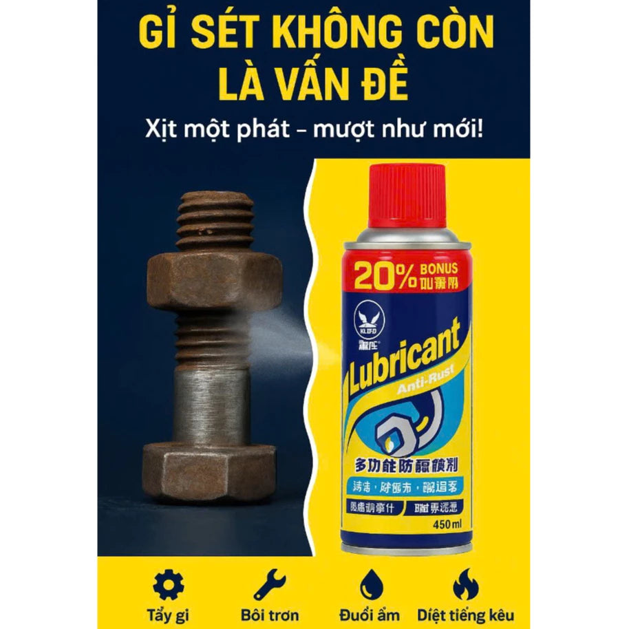 Xịt tẩy rỉ sét đa năng VTOP bôi trơn ổ khóa máy móc bảo vệ bề mặt kim loại