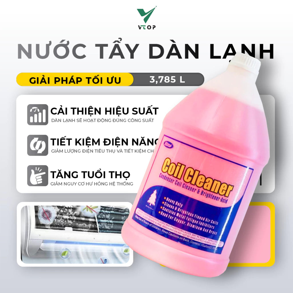 Dung dịch vệ sinh máy lạnh Chuyên Sâu VTOP 3.7L nước tẩy dàn rửa ống đồng dàn lạnh ô tô