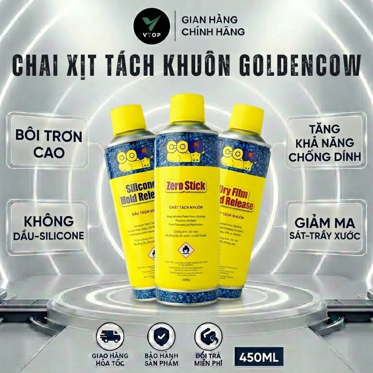 Xịt tách khuôn GOLDEN COW cao cấp chống dính cho nhiều loại khuôn nhựa cao su composite và kim loại