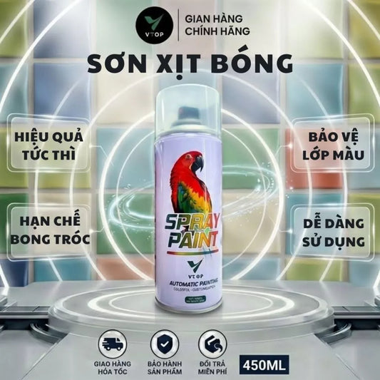 Sơn xịt bóng Tượng VTOP sáng bóng bền màu phù hợp cho tượng thạch cao, mô hình trang trí, composite