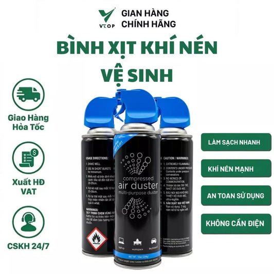 Chai xịt bụi khí nén VTOP vệ sinh laptop bàn phím cơ PC các thiết bị công nghệ