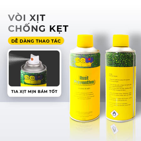 Chai xịt chống gỉ sét GOLDEN COW cao cấp 450ml bảo vệ bề mặt kim loại khỏi rỉ sét ăn mòn