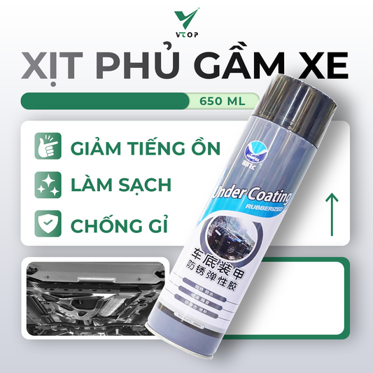 Sơn phủ gầm cao su non VTOP 700ml xịt tay đơn giản chống ồn, rỉ sét khung gầm ô tô xe máy