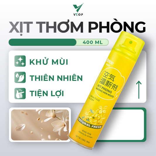 Xịt thơm phòng VTOP 400ml nước hoa xịt phòng hương thơm tự nhiên dễ chịu lưu hương lâu